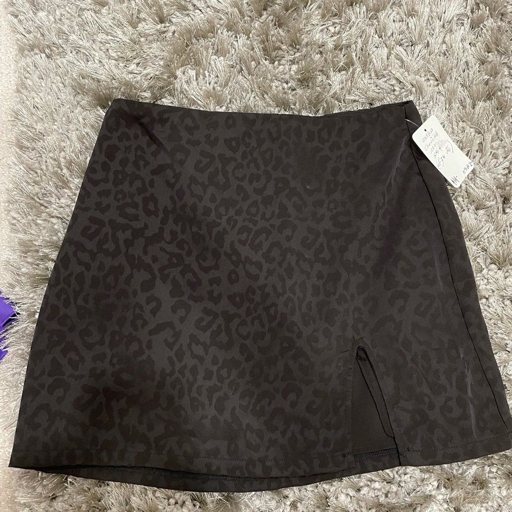 Muted Black Cheetah Print Mini Skirt